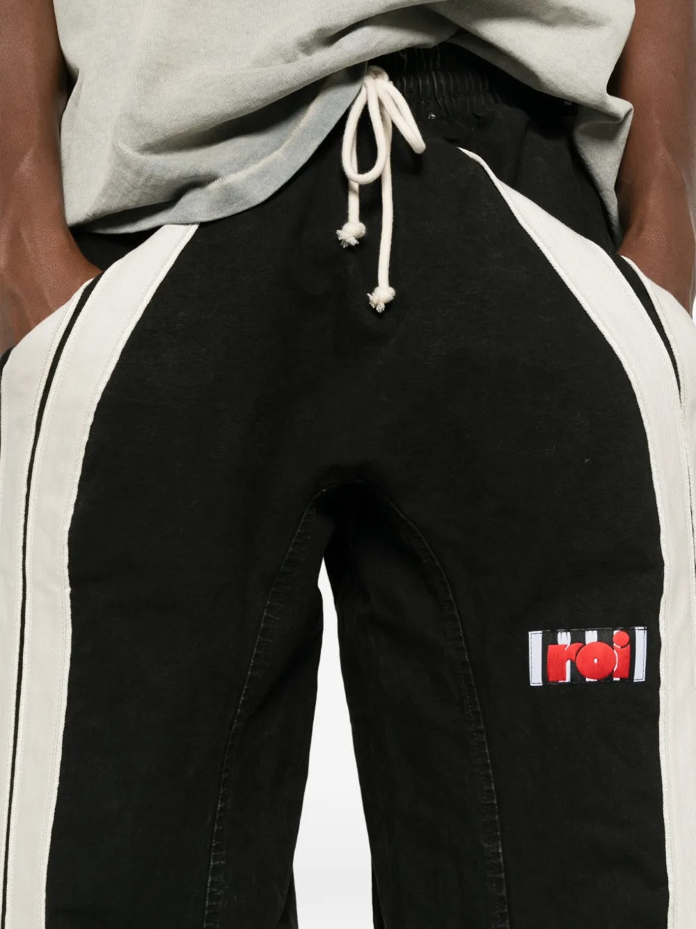 Logo-patch side-stripe cotton track pants