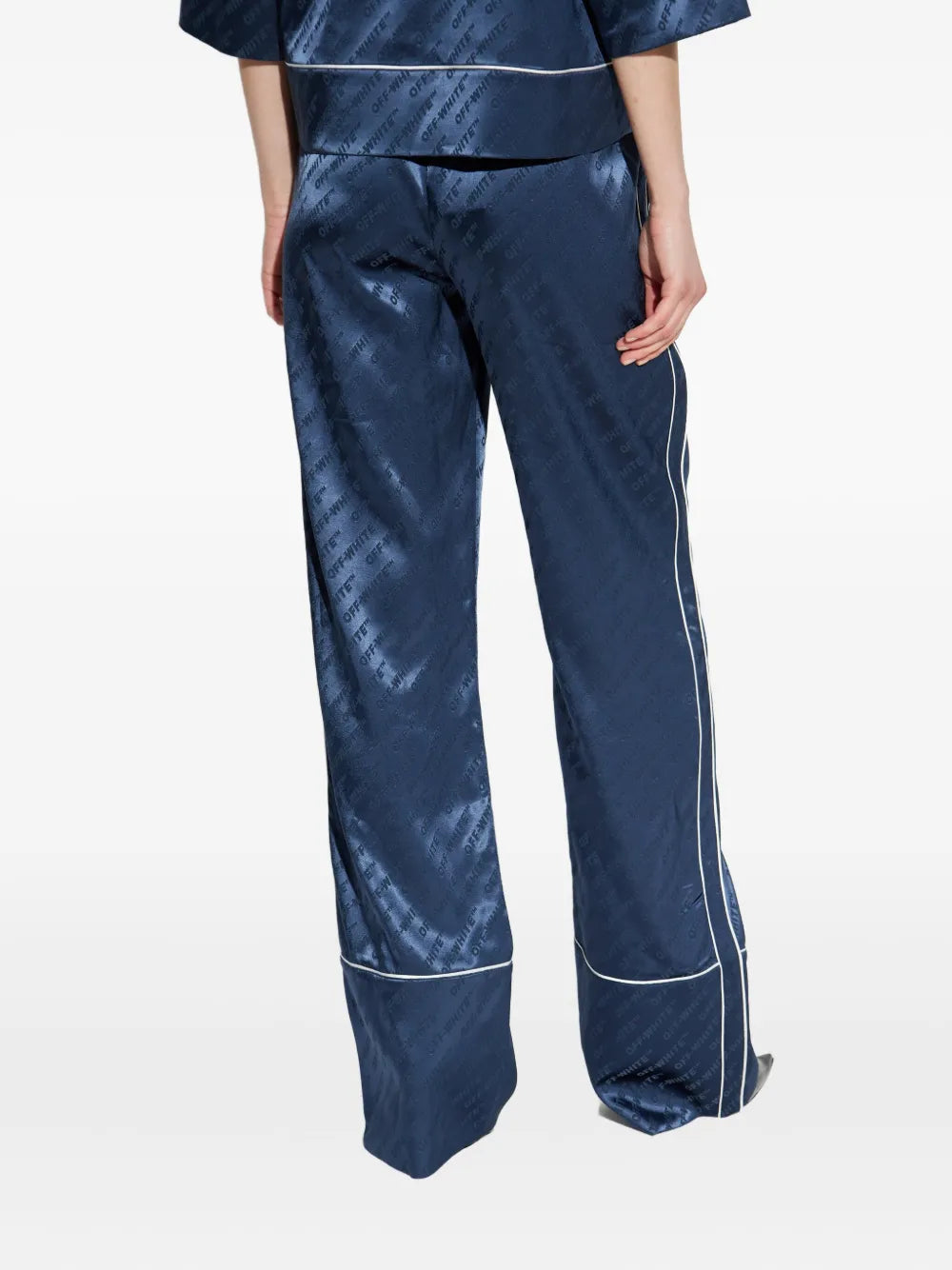 Logo-pattern piped trousers-OFF-WHITE-Verso