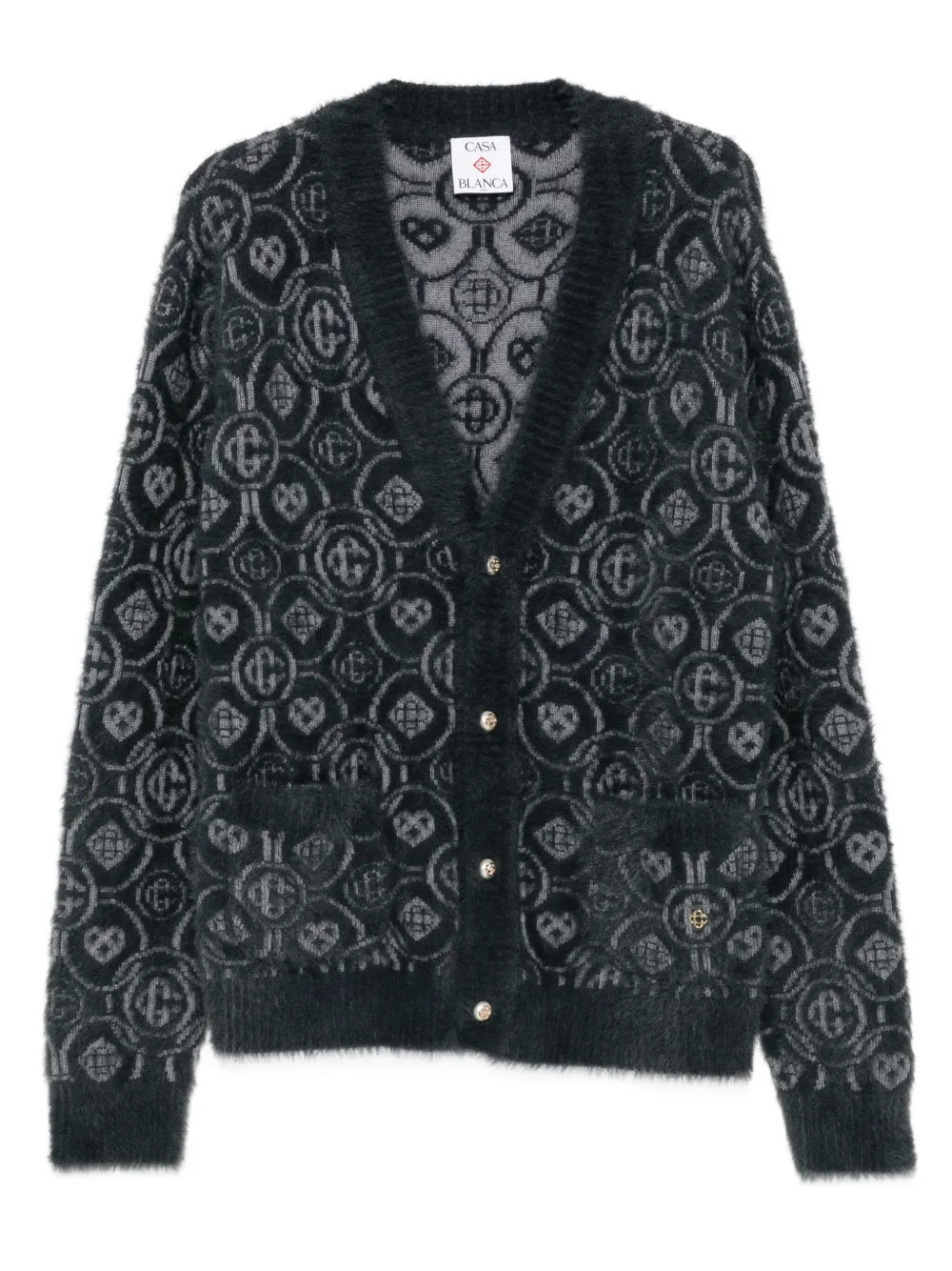 Logo-pattern v-neck cardigan-CASABLANCA-Verso