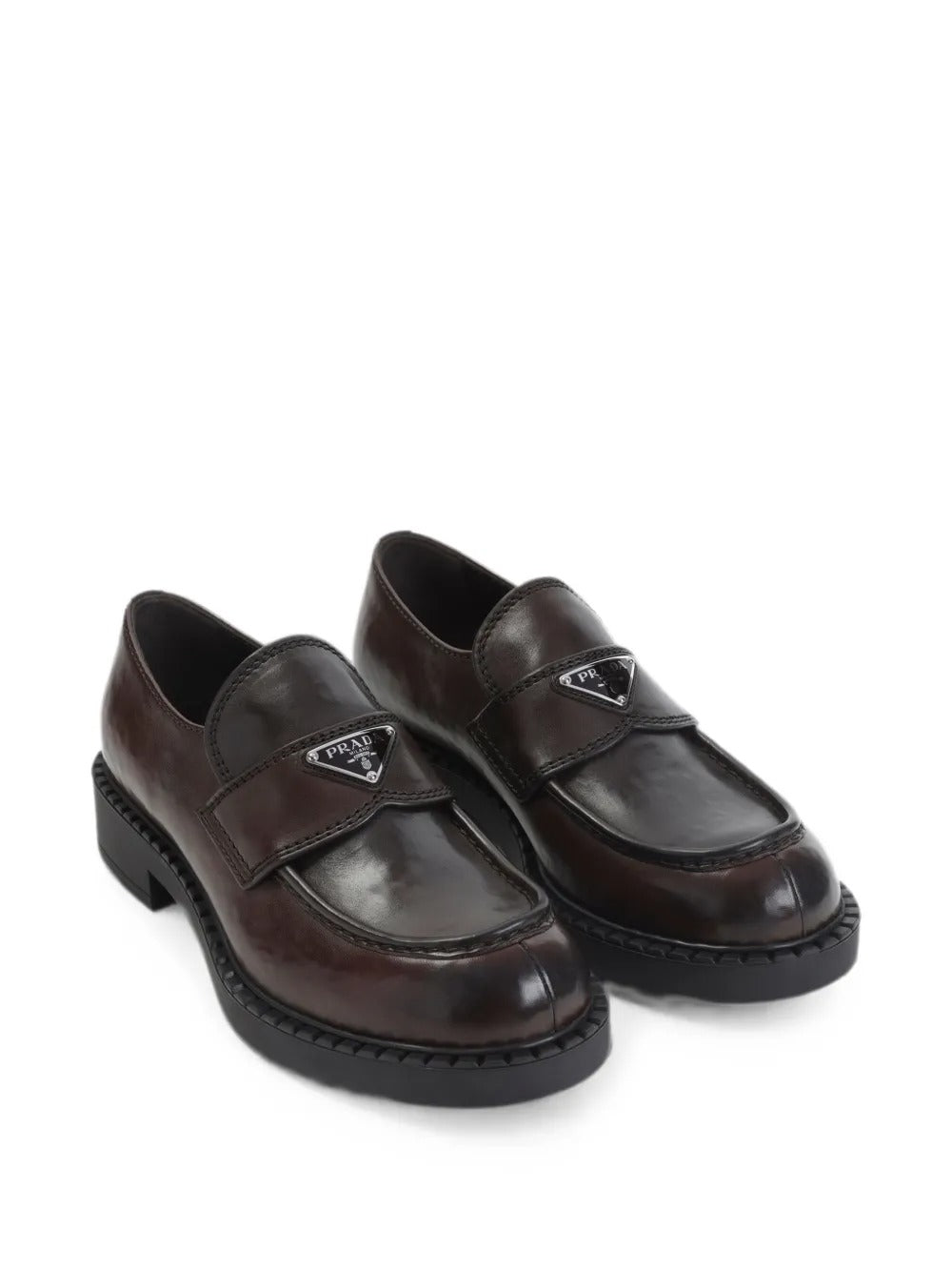 Logo-plaque calf leather loafers-PRADA-Verso