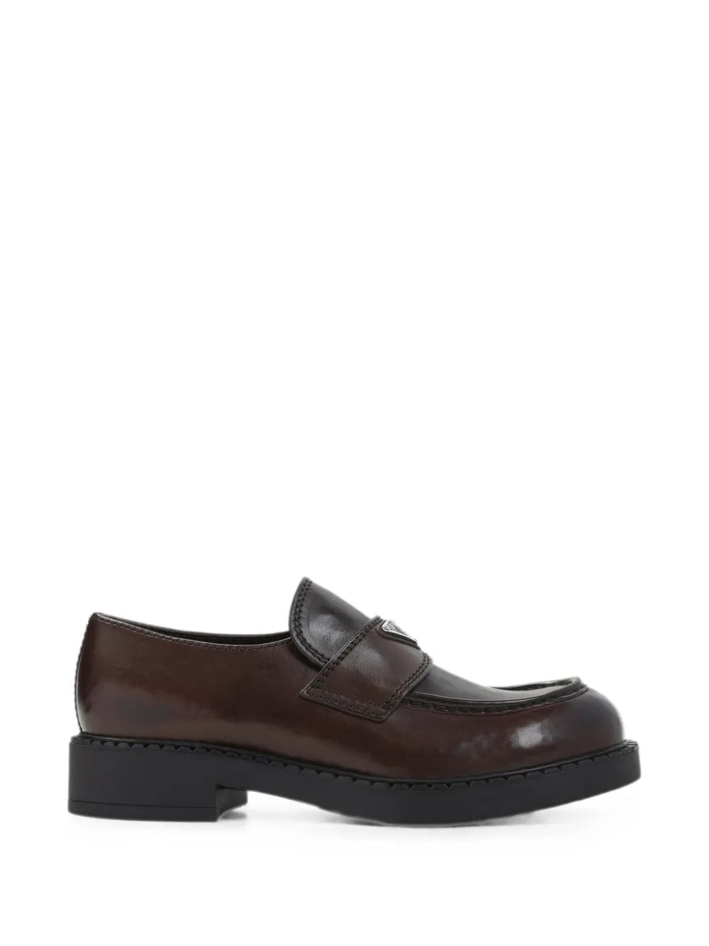 Logo-plaque calf leather loafers-PRADA-Verso