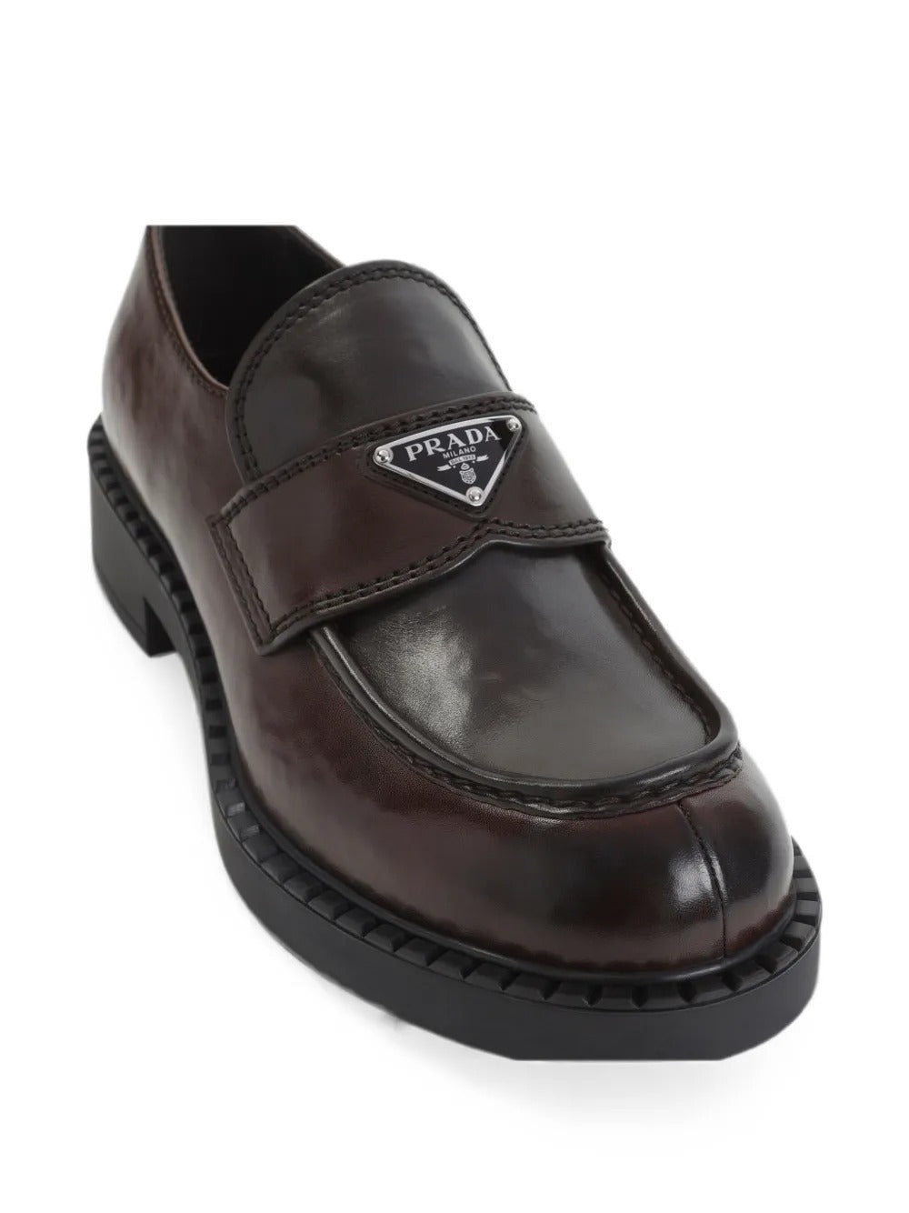 PRADA Unborn Calf Loafers dark brown Prada Brown Suede Loafers for