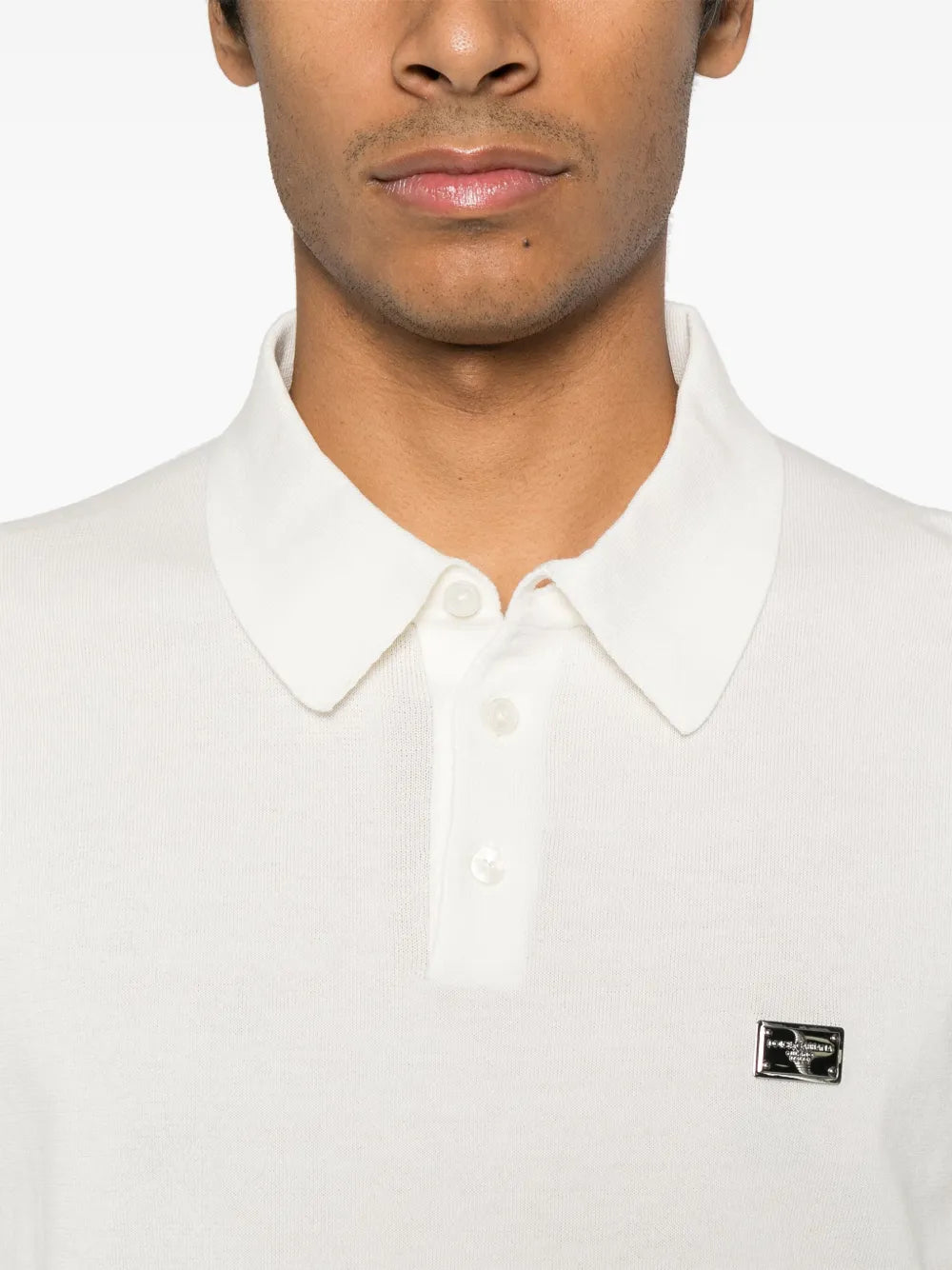 Logo-plaque Cotton Polo Shirt-DOLCE & GABBANA-Verso