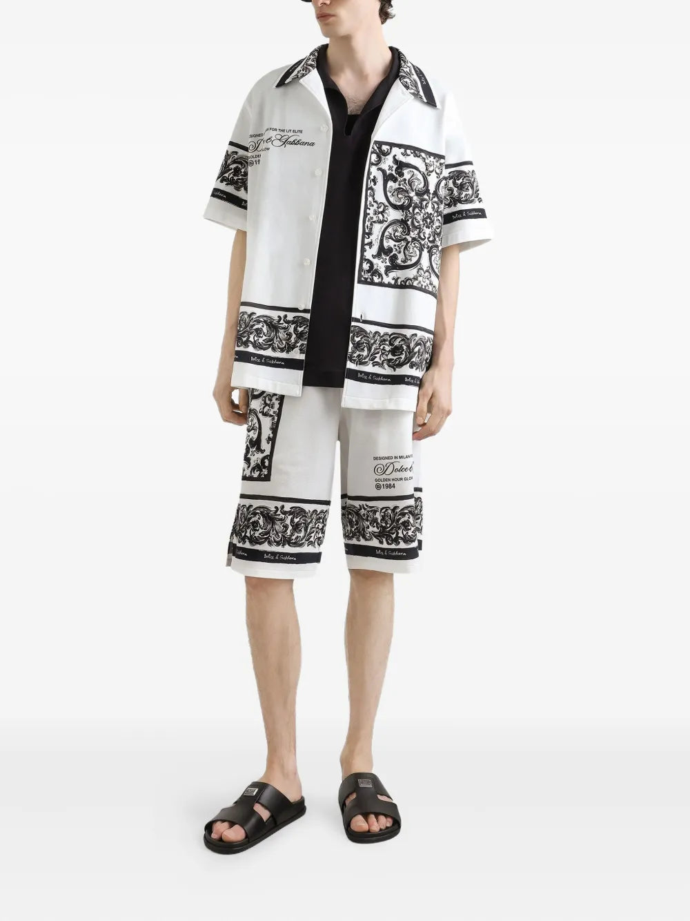 Logo-print cotton shorts-DOLCE & GABBANA-Verso