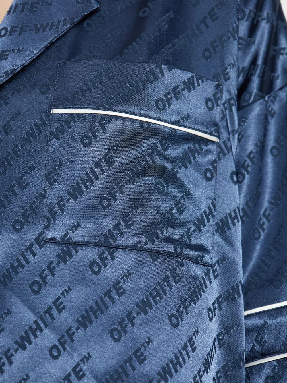 Logo-print satin shirt-OFF-WHITE-Verso