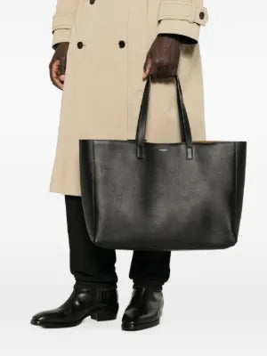 Logo-stamp leather tote bag-SAINT LAURENT-Verso