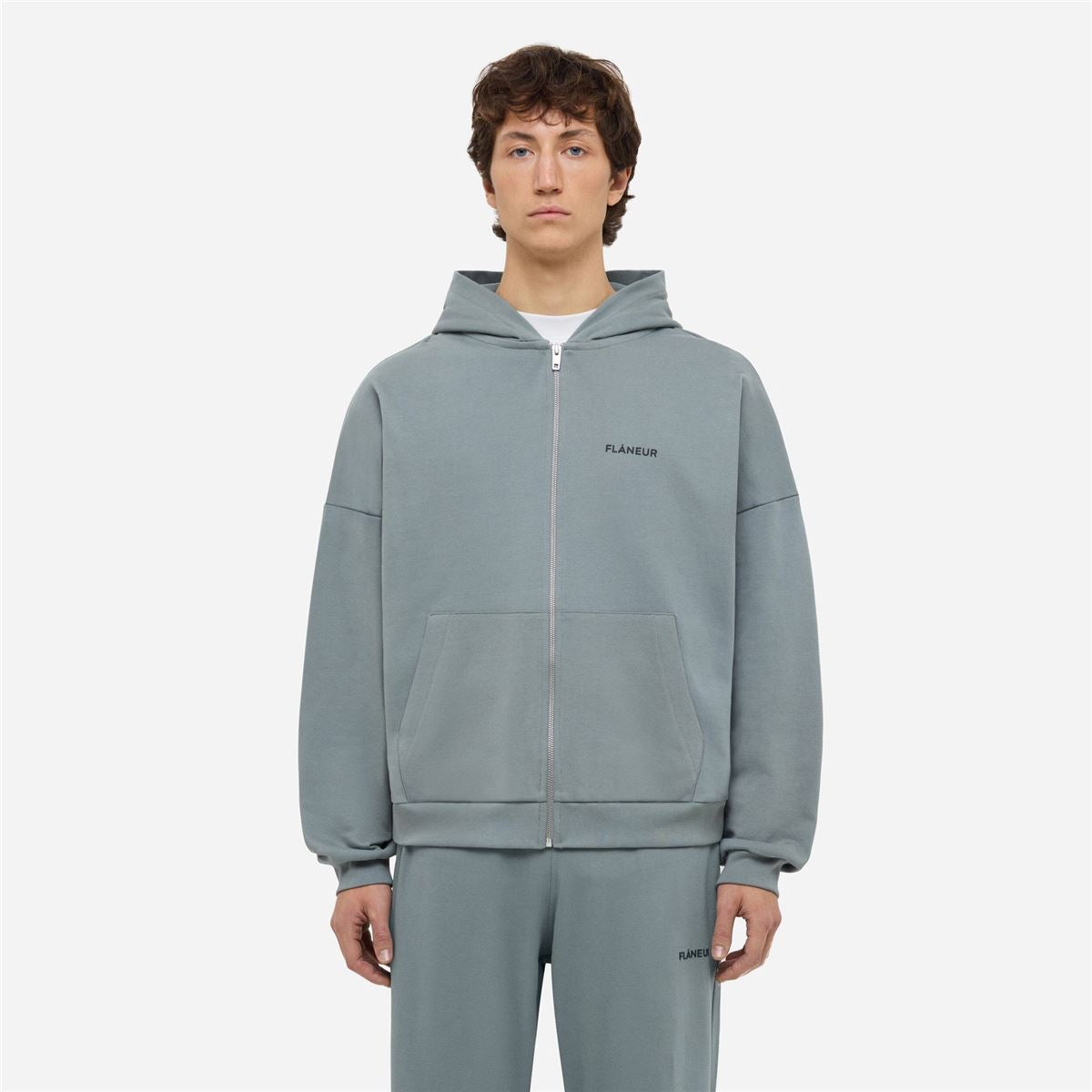 logo zip-up hoodie-FLANEUR-Verso