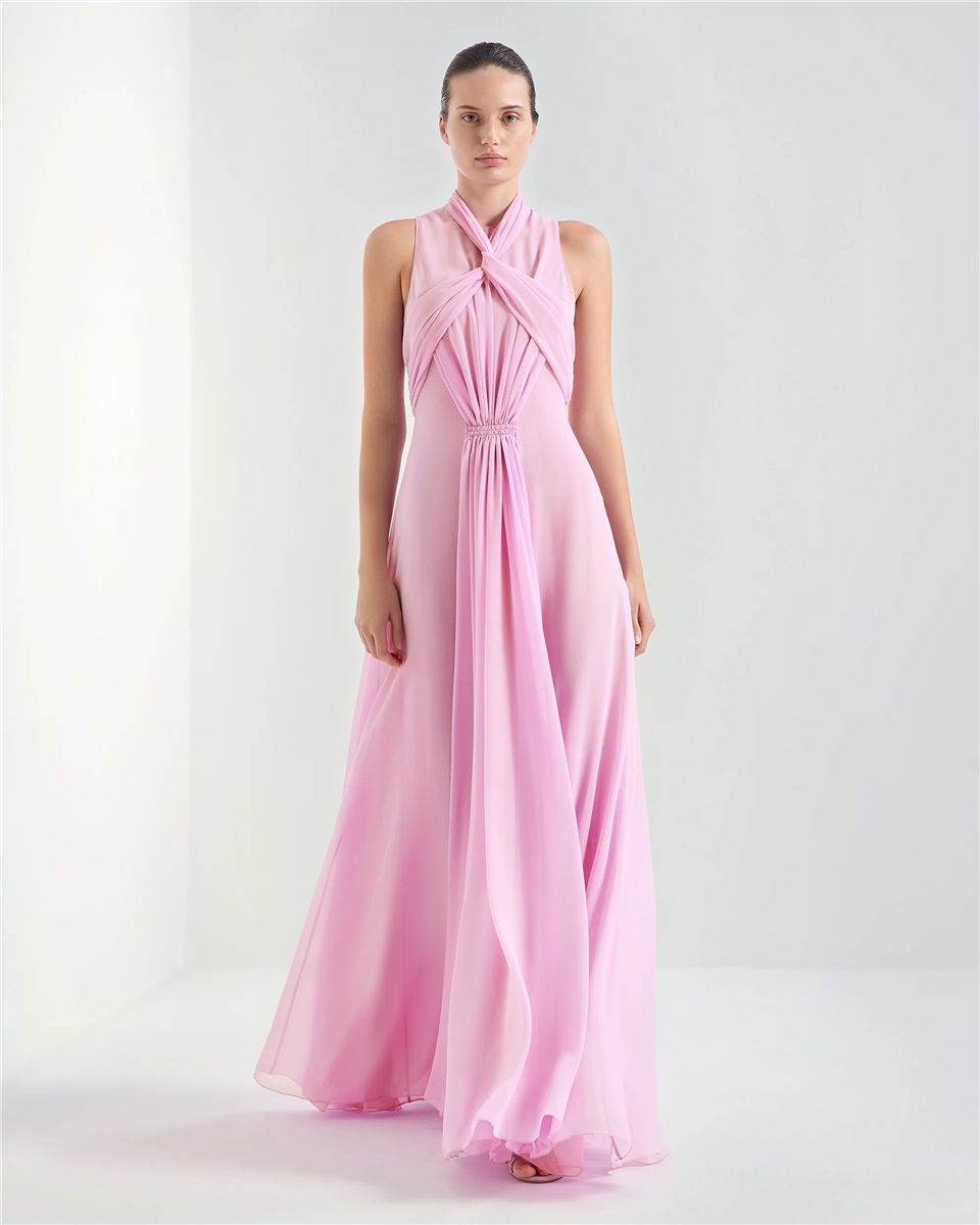 Long dress with draped bands-GENNY-Verso