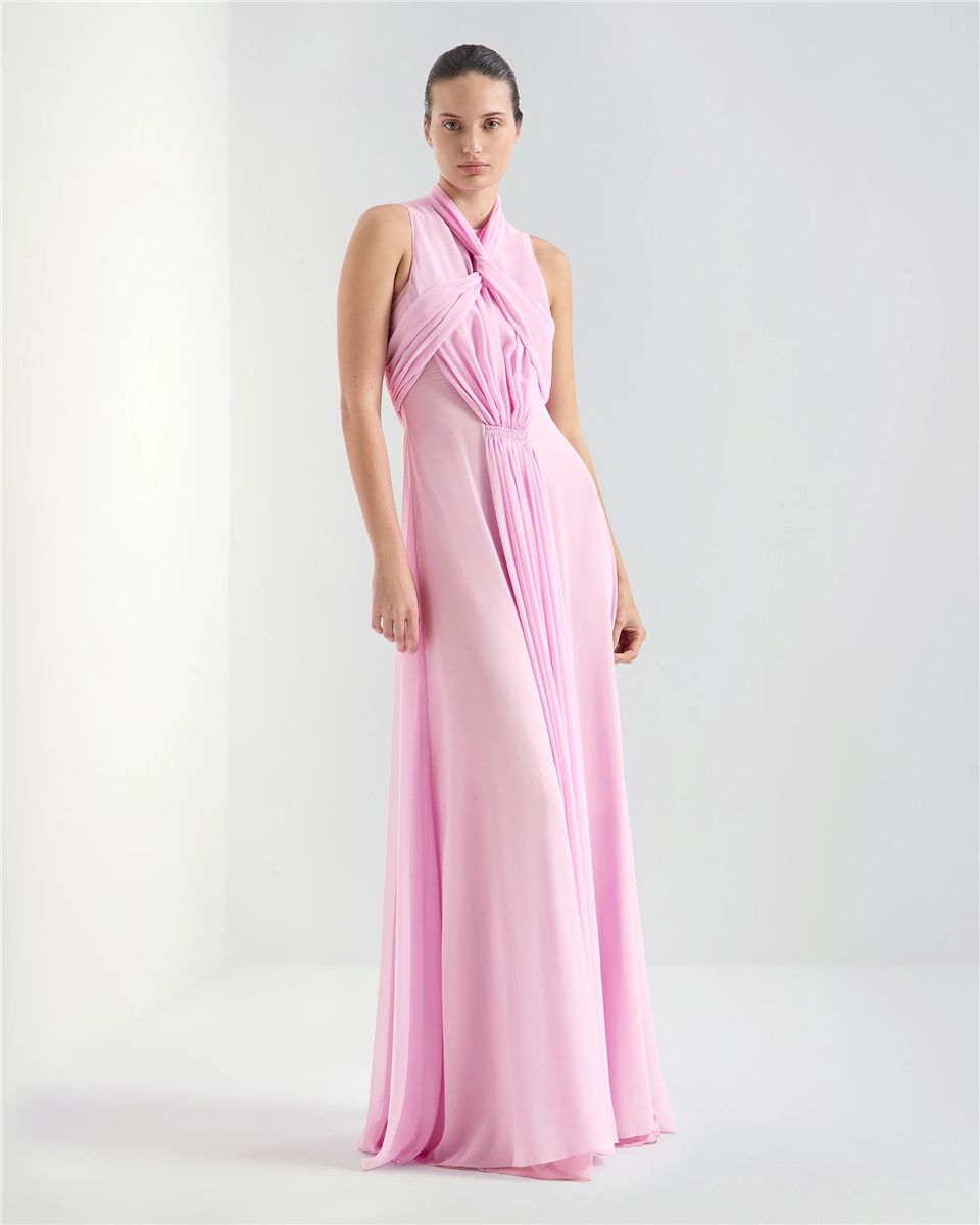 Long dress with draped bands-GENNY-Verso