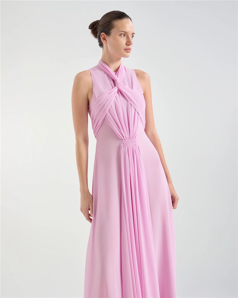 Long dress with draped bands-GENNY-Verso