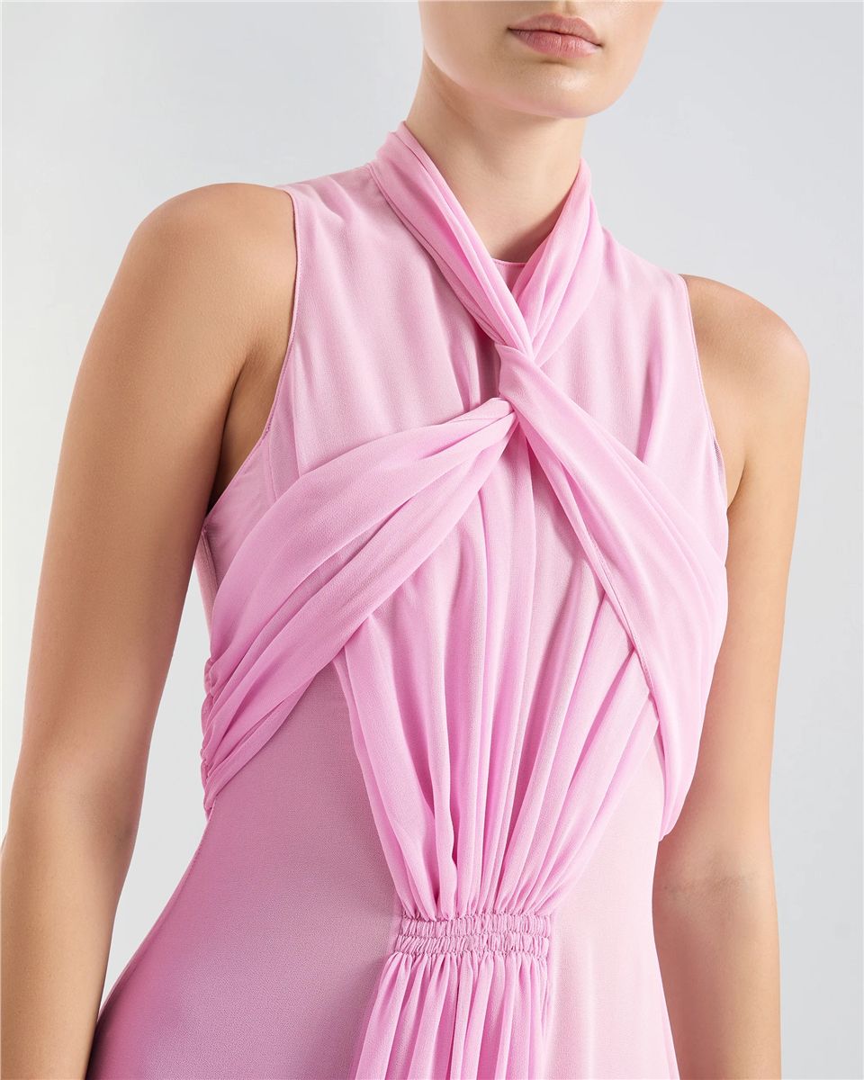 Long dress with draped bands-GENNY-Verso
