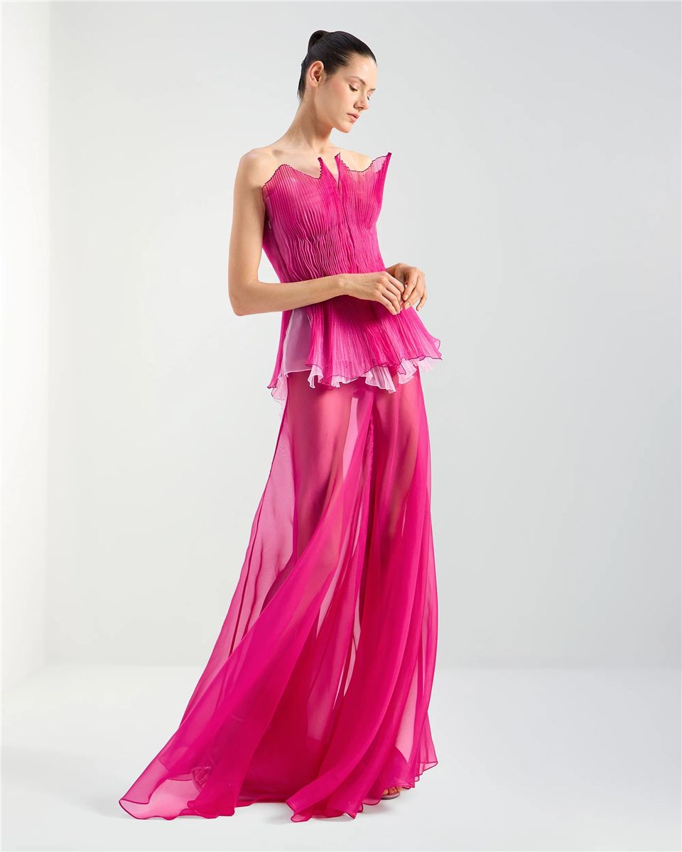 Long flared silk organza skirt-GENNY-Verso