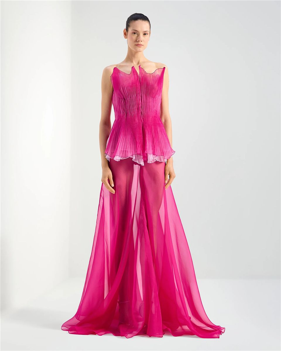 Long flared silk organza skirt-GENNY-Verso