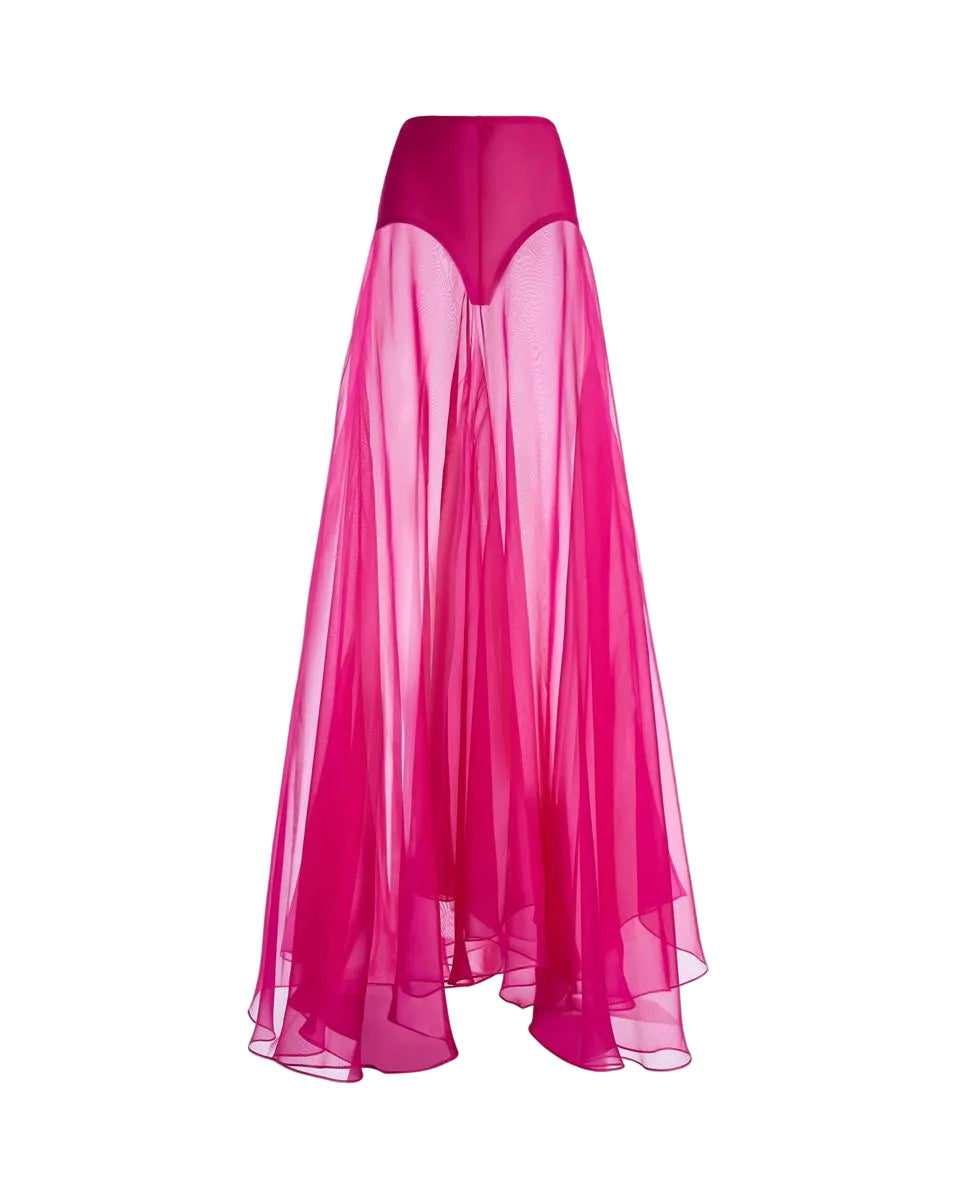 Long flared silk organza skirt-GENNY-307934-40-Verso