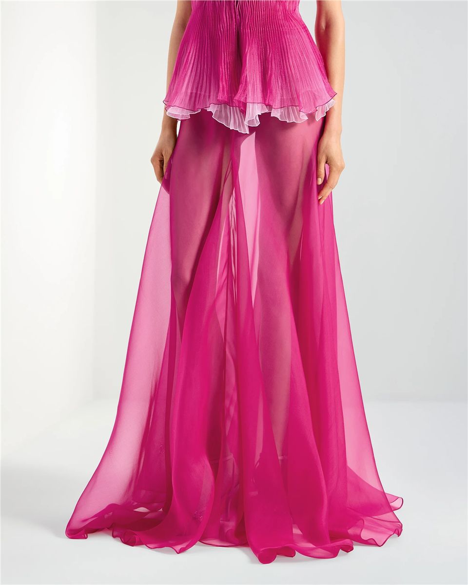Long flared silk organza skirt-GENNY-Verso