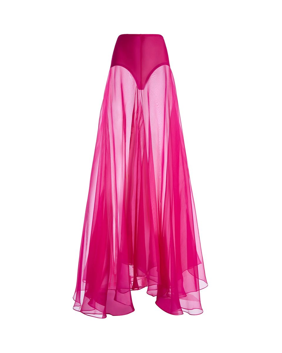 Long flared silk organza skirt-GENNY-Verso