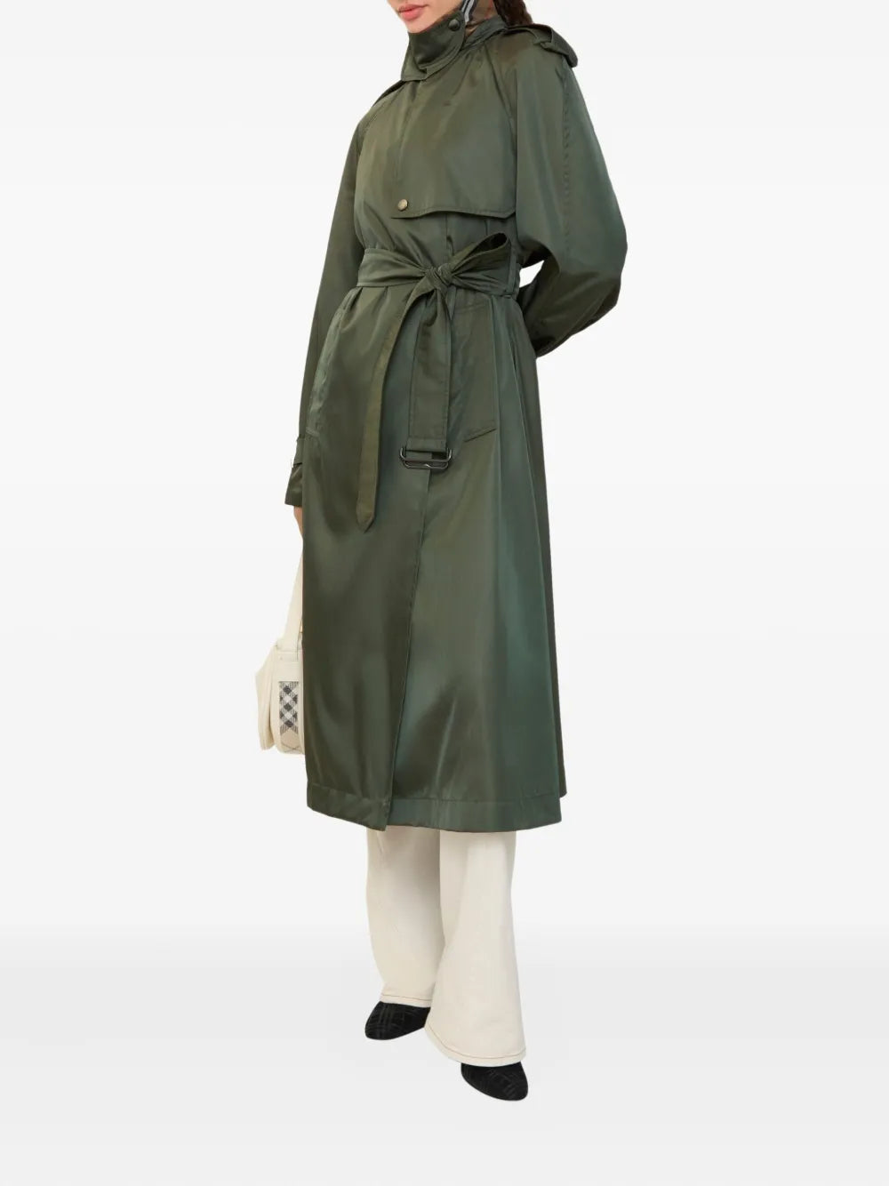 Hooded belted nylon trench coat-BURBERRY-Verso
