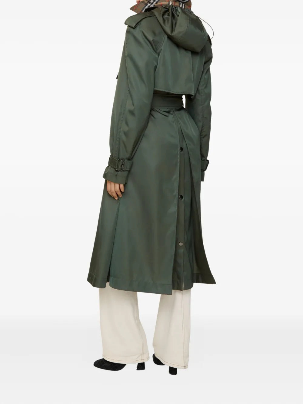 Hooded belted nylon trench coat-BURBERRY-Verso