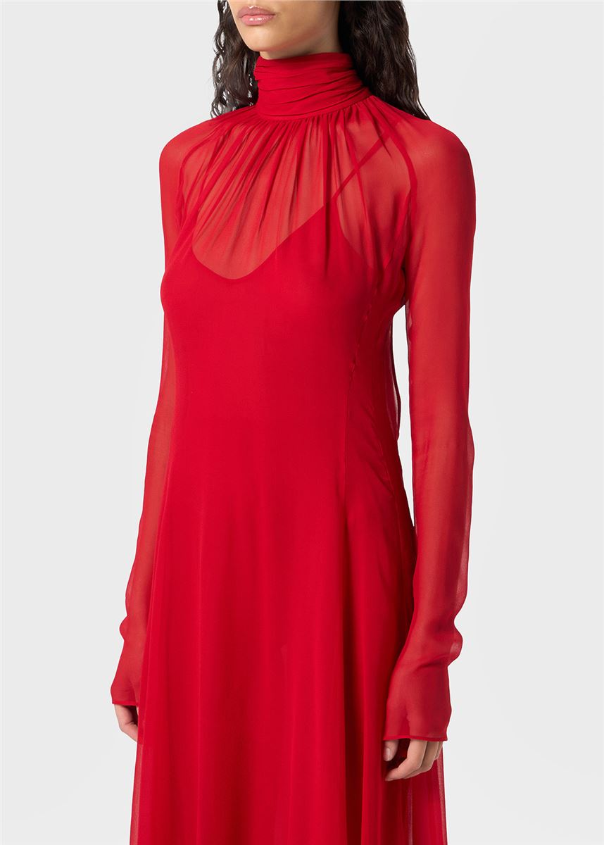 long silk georgette dress with scarf-BLUMARINE-Verso