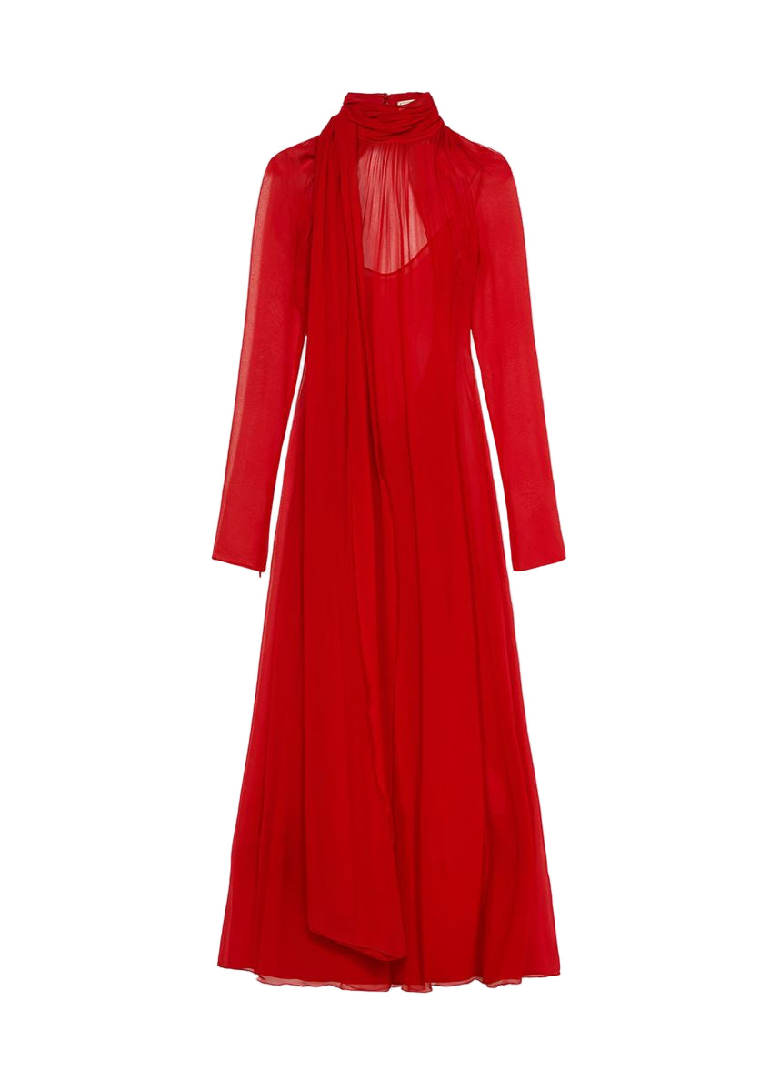 long silk georgette dress with scarf-BLUMARINE-Verso