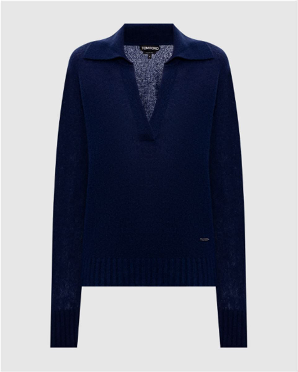 Long sleeve cashmere silk polo-TOM FORD-Verso