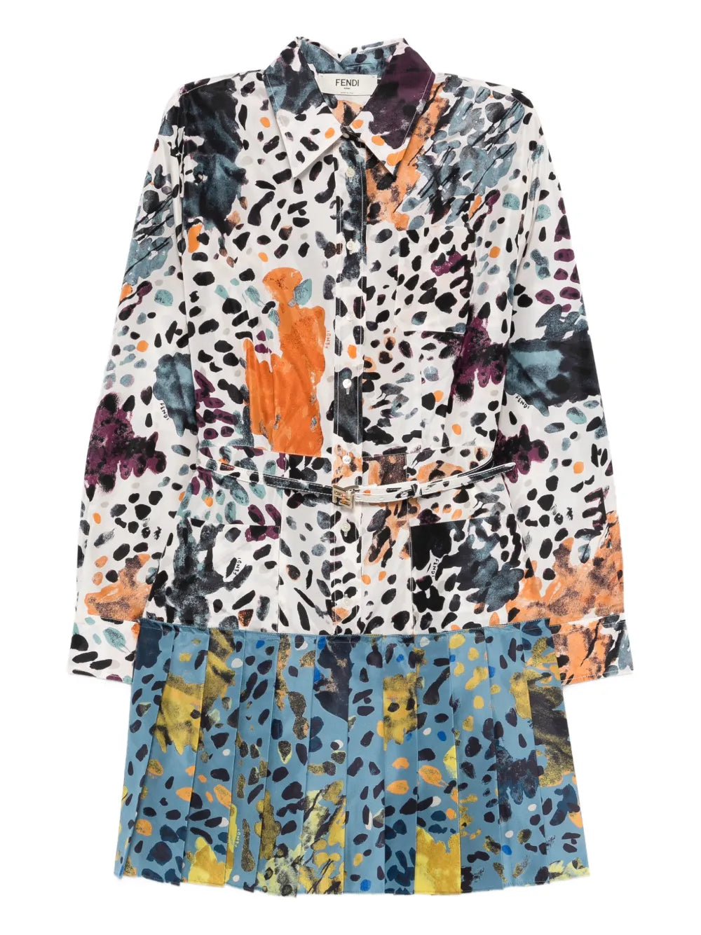 Long-sleeve Mini Dress-FENDI-Verso