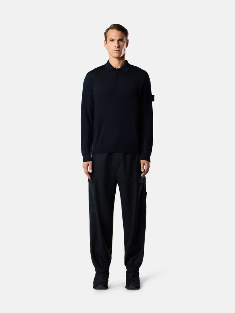 Long-sleeve Polo Jumper with Ribbed Trims-STONE ISLAND-Verso