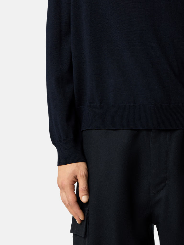 Long-sleeve Polo Jumper with Ribbed Trims-STONE ISLAND-Verso