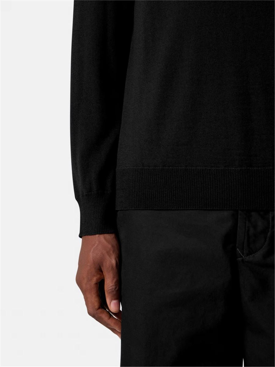 Long-sleeve polo jumper with ribbed trims-STONE ISLAND-Verso