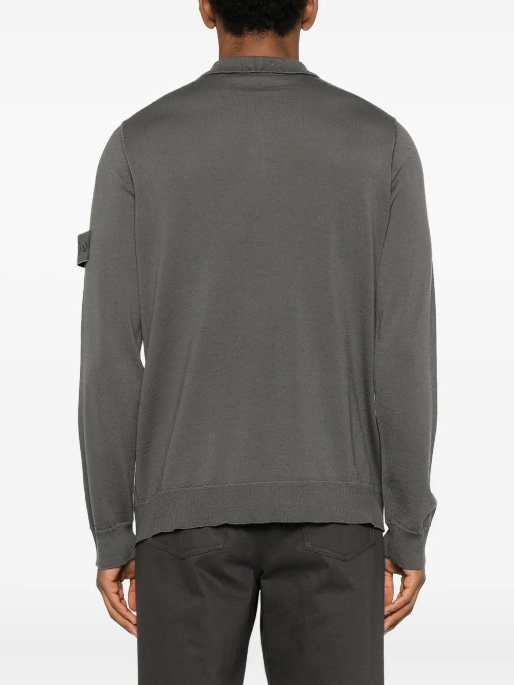 Long-sleeve Polo Jumper with Ribbed Trims-STONE ISLAND-Verso