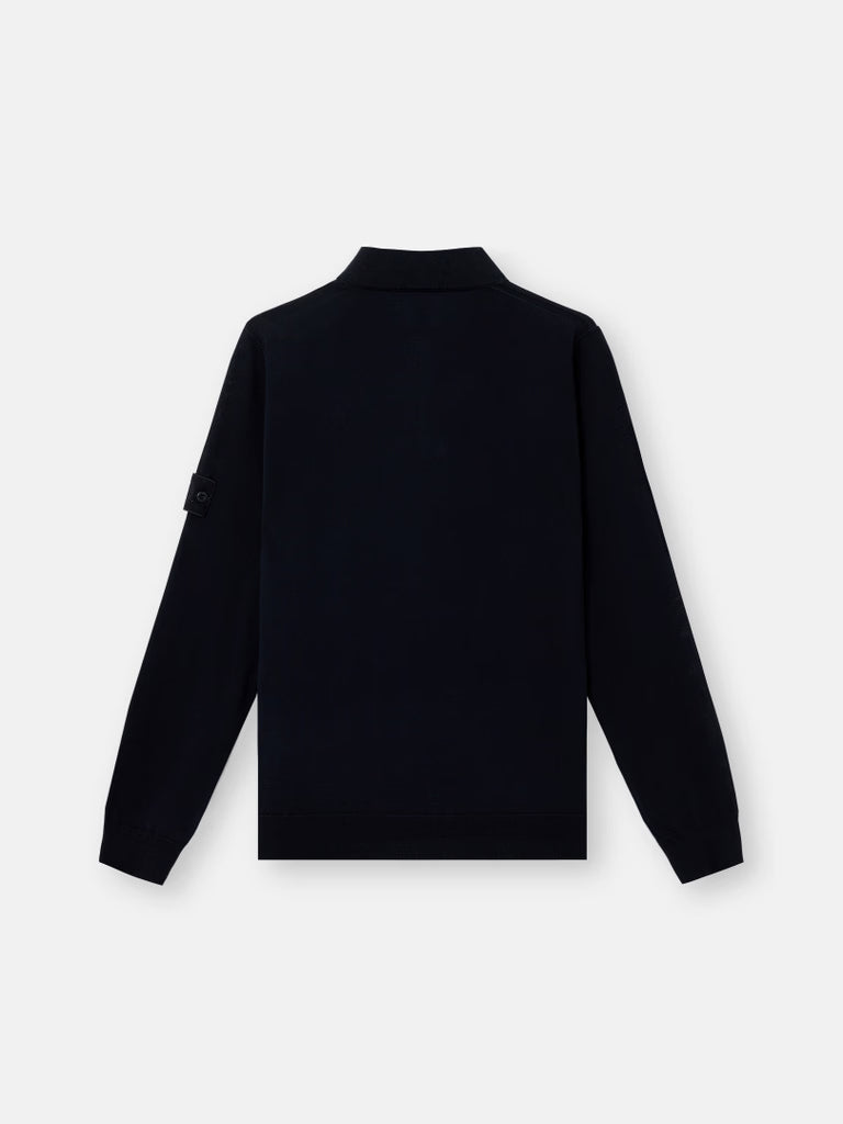 Long-sleeve Polo Jumper with Ribbed Trims-STONE ISLAND-Verso