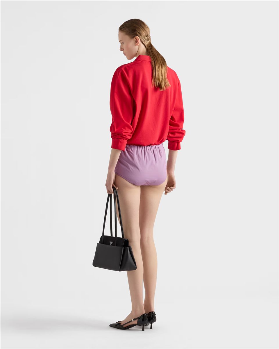 Long-sleeved cotton piqué polo shirt-PRADA-Verso