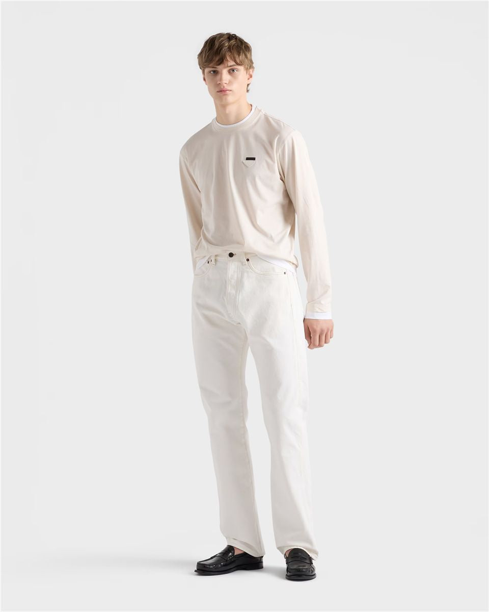 Long-sleeved cotton t-shirt-PRADA-Verso