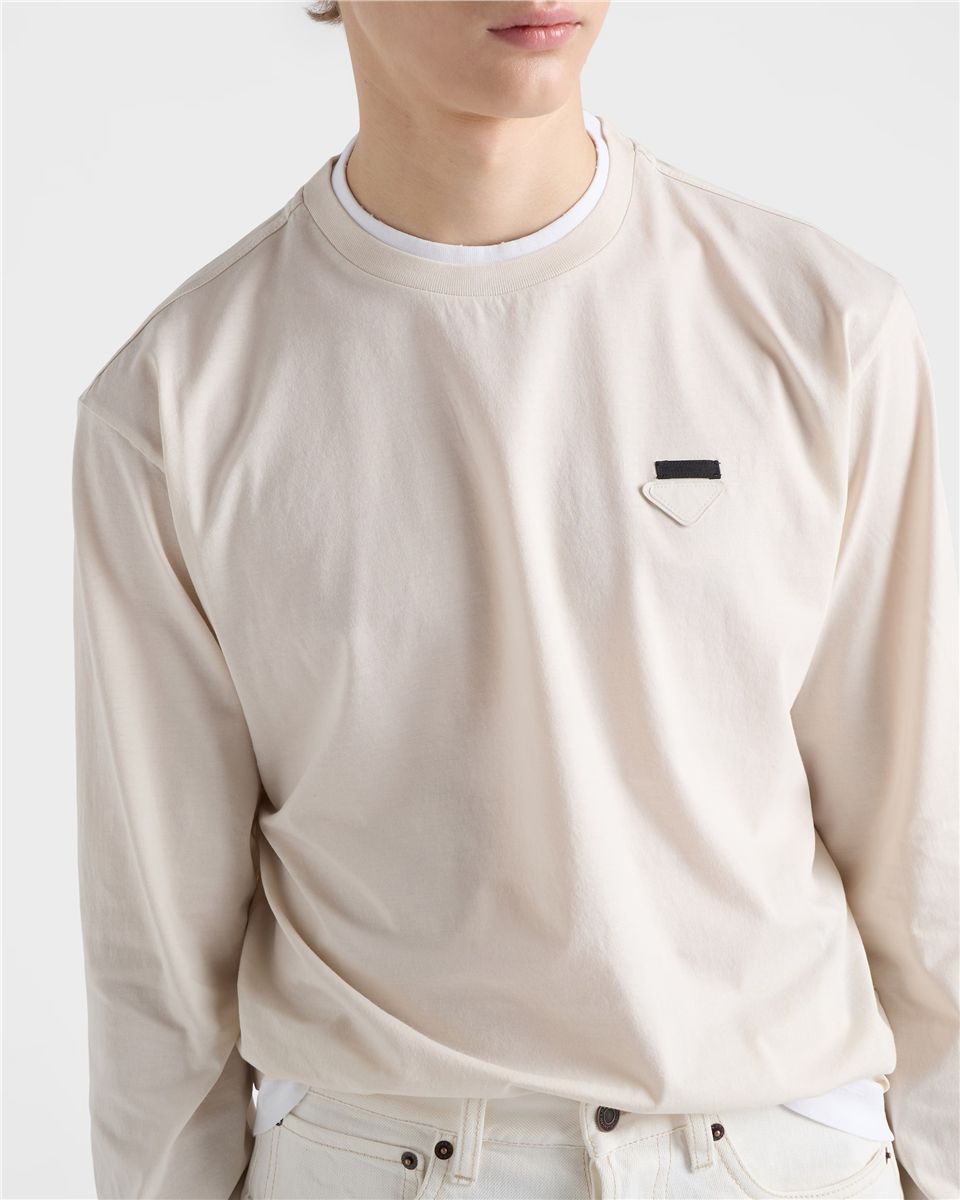 Long-sleeved cotton t-shirt-PRADA-Verso