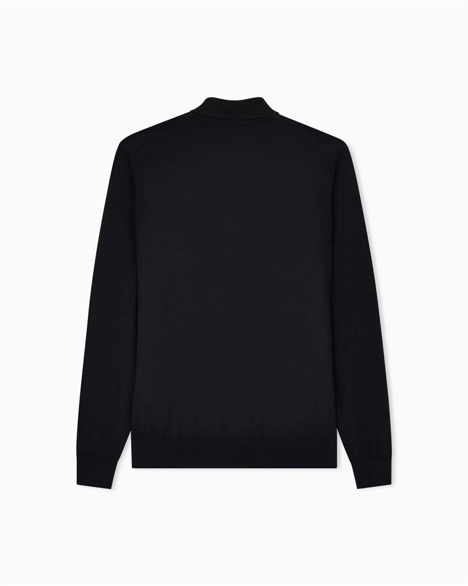 Long-sleeved polo shirt in virgin wool-GIORGIO ARMANI-Verso