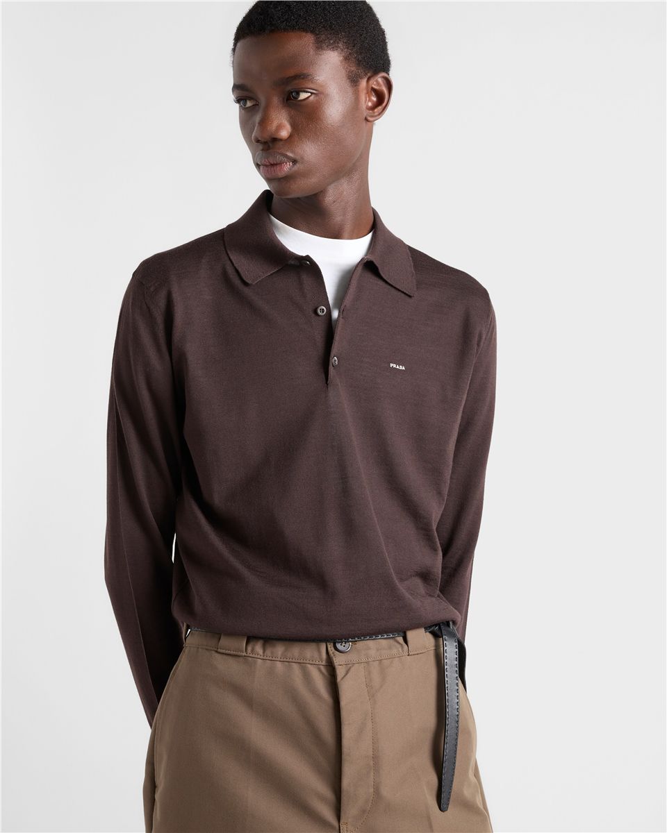 Long-sleeved superfine wool polo sweater-PRADA-Verso