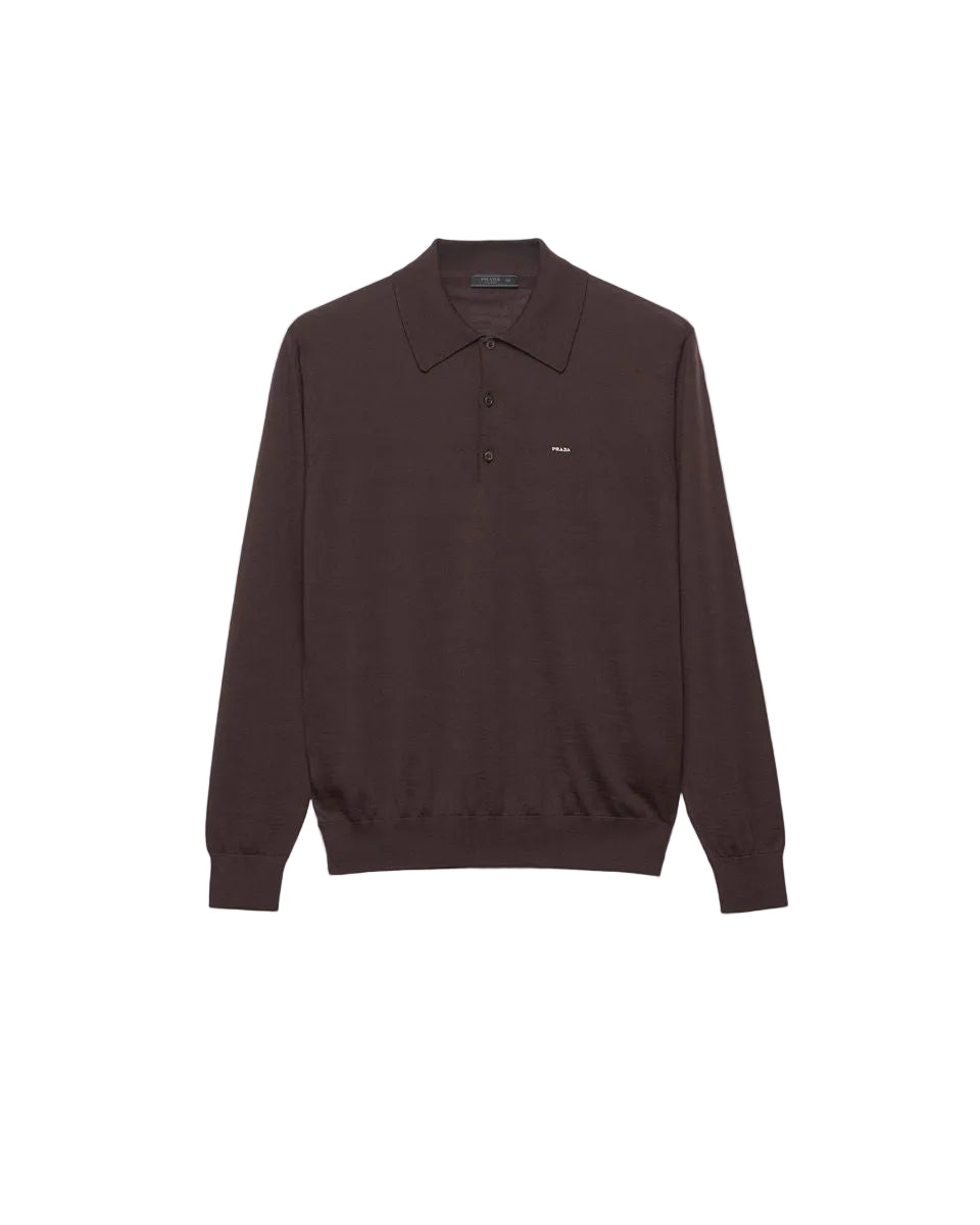 Long-sleeved superfine wool polo sweater-PRADA-309835-48-Verso
