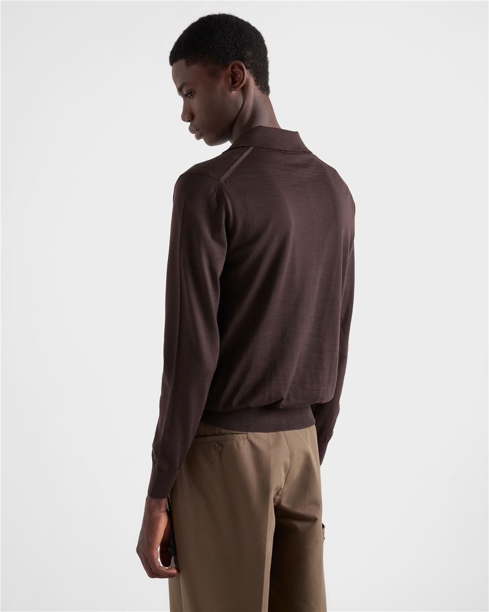 Long-sleeved superfine wool polo sweater-PRADA-Verso
