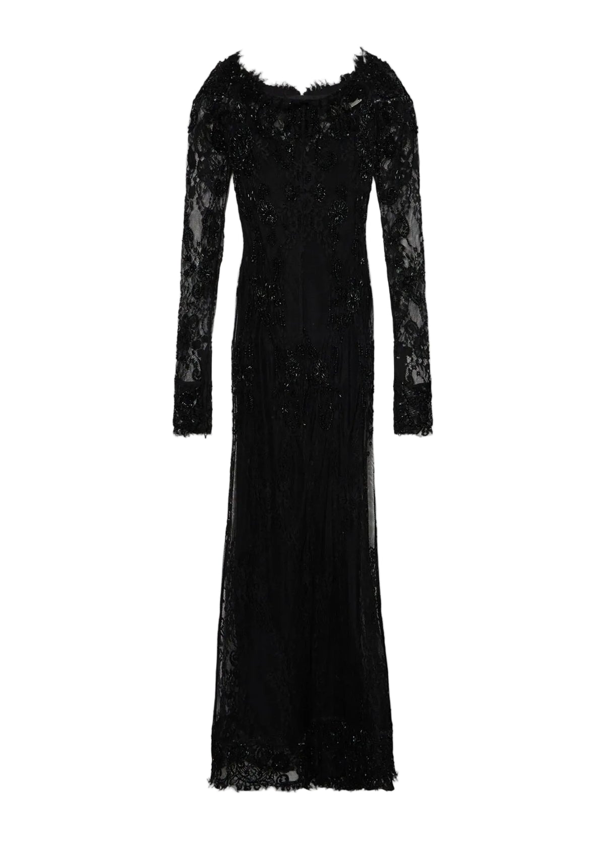 Long Stretch Lace Dress with Embroidery-BLUMARINE-312289-40-Verso