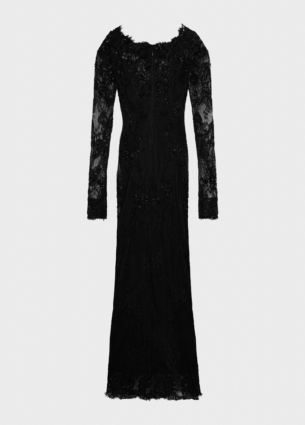 Long Stretch Lace Dress with Embroidery-BLUMARINE-Verso