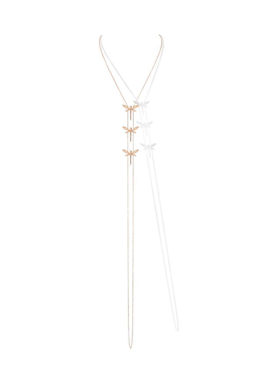 Long three dragonfly necklace-ANAPSARA-Verso