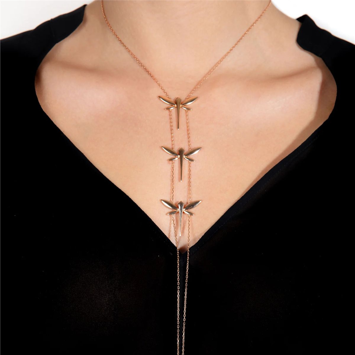 Long three dragonfly necklace-ANAPSARA-Verso