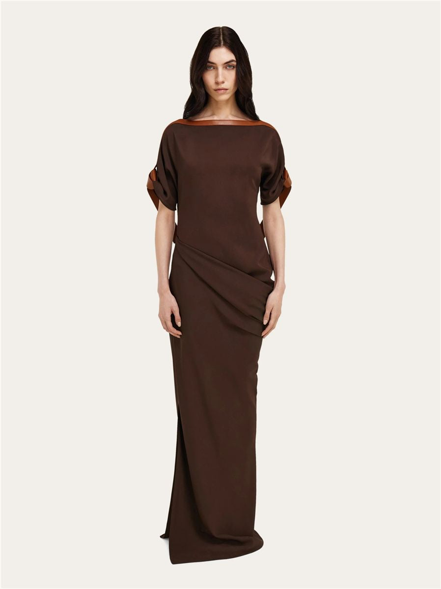 Long viscose dress-FERRAGAMO-Verso