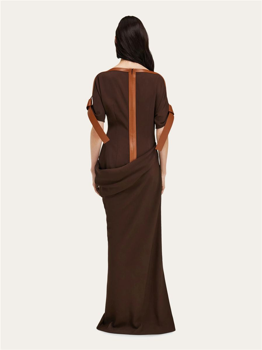 Long viscose dress-FERRAGAMO-Verso
