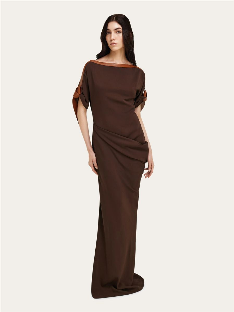Long viscose dress-FERRAGAMO-Verso