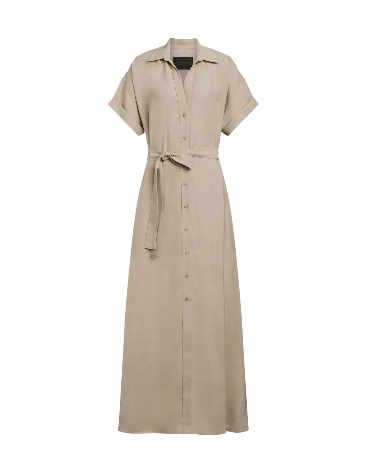 Long viscose gabardine dress-DONDUP-305402-40-Verso