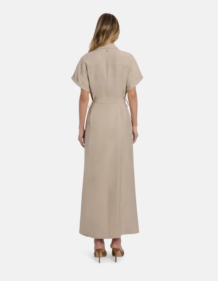Long viscose gabardine dress-DONDUP-Verso