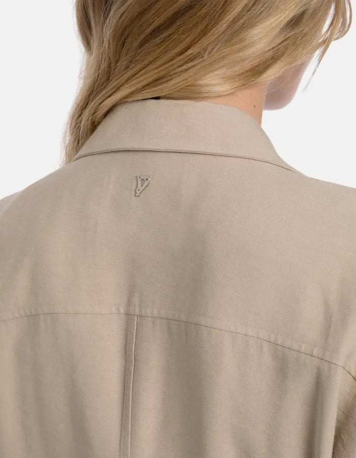 Long viscose gabardine dress-DONDUP-Verso