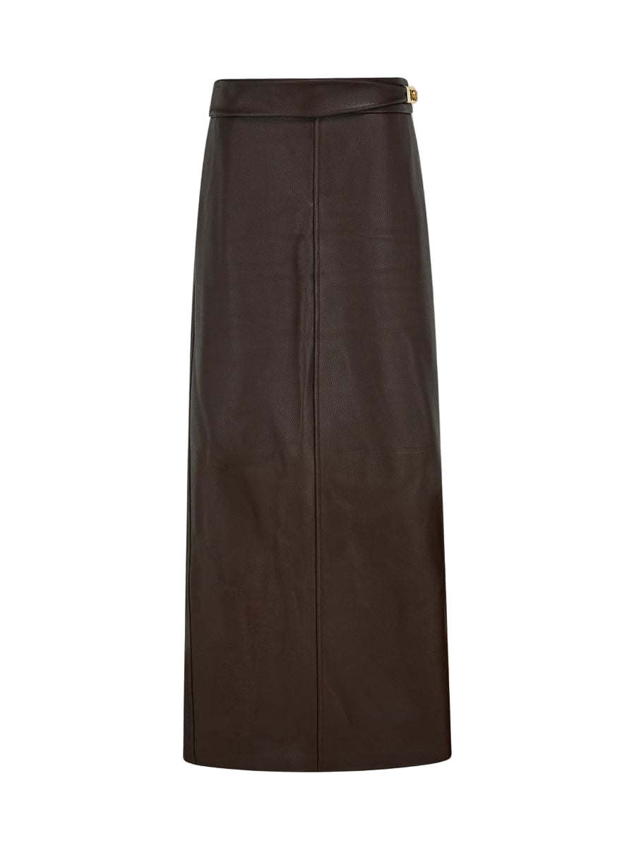 Longuette skirt in nappa leather-FERRAGAMO-Verso