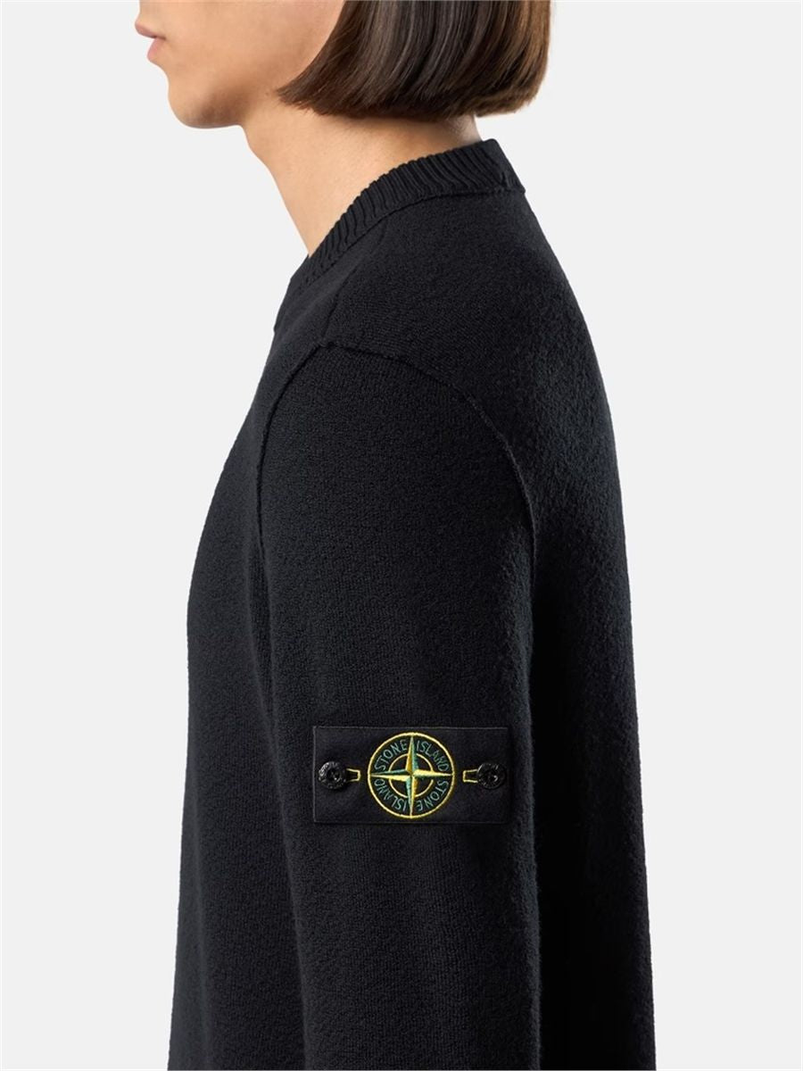 Loose-fit crewneck jumper with ribbed trims-STONE ISLAND-Verso